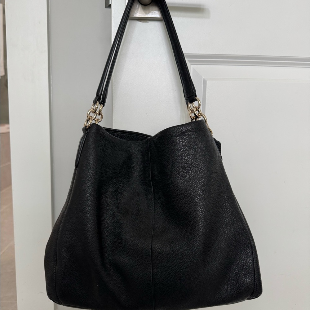 Coach Madison Phoebe Black Pebbled Leather Hobo Shoulder Bag / Purse F35723